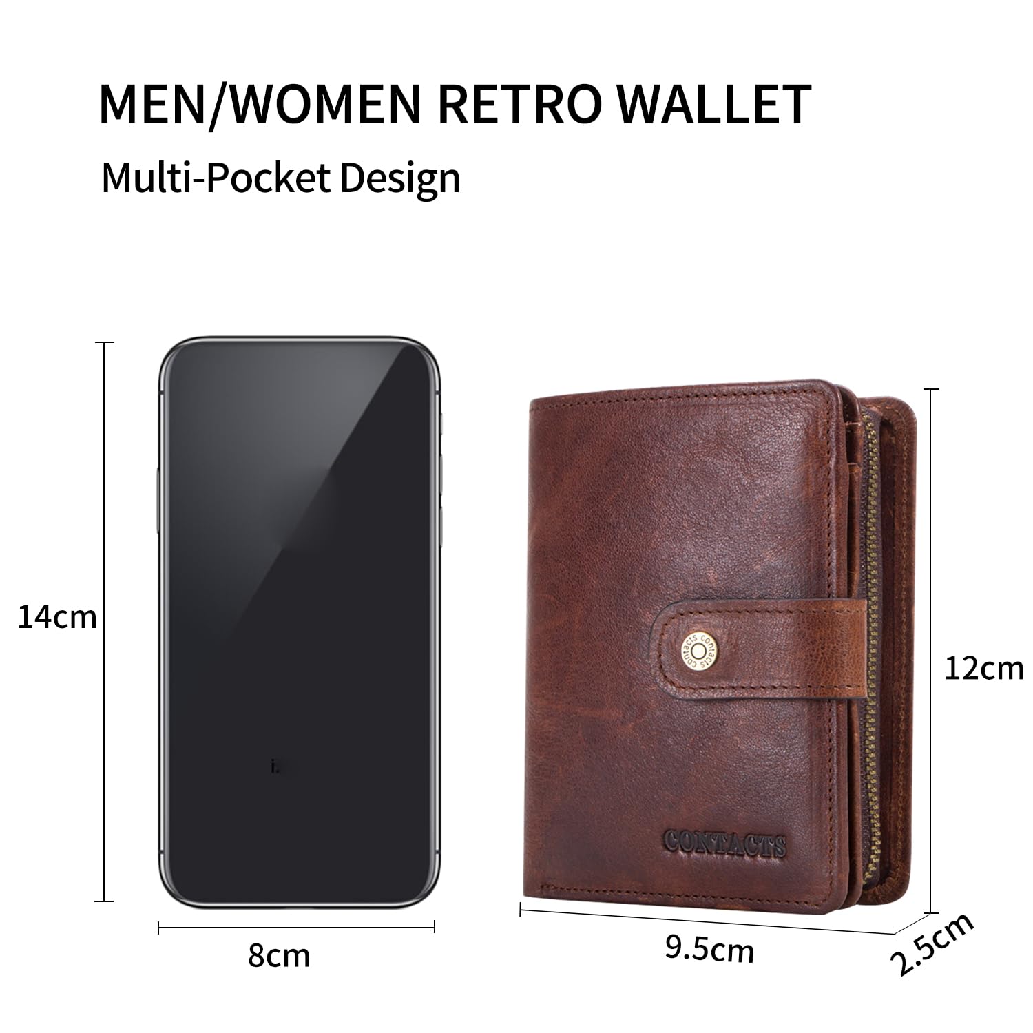 FANDARE Mode Geldbörse Herren mit RFID Kurz Geldbörse Brieftasche Portemonnaie Leder Geldbeutel mit 12 * Kreditkartenfächern, 1*Münzfach, für Reise, Party, Hochzeit, geschäft Braun