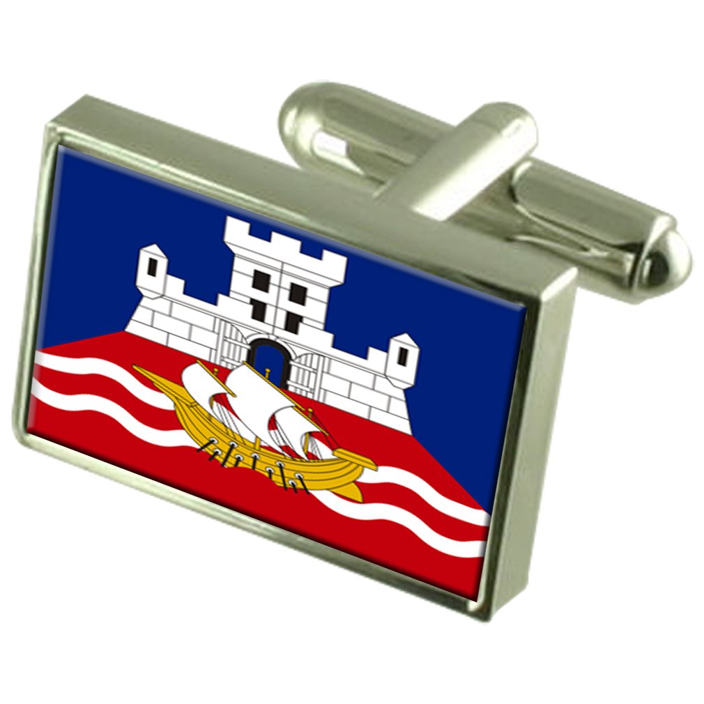 Select Gifts Belgrade City Serbia Sterling Silver Flag Cufflinks Engraved Box