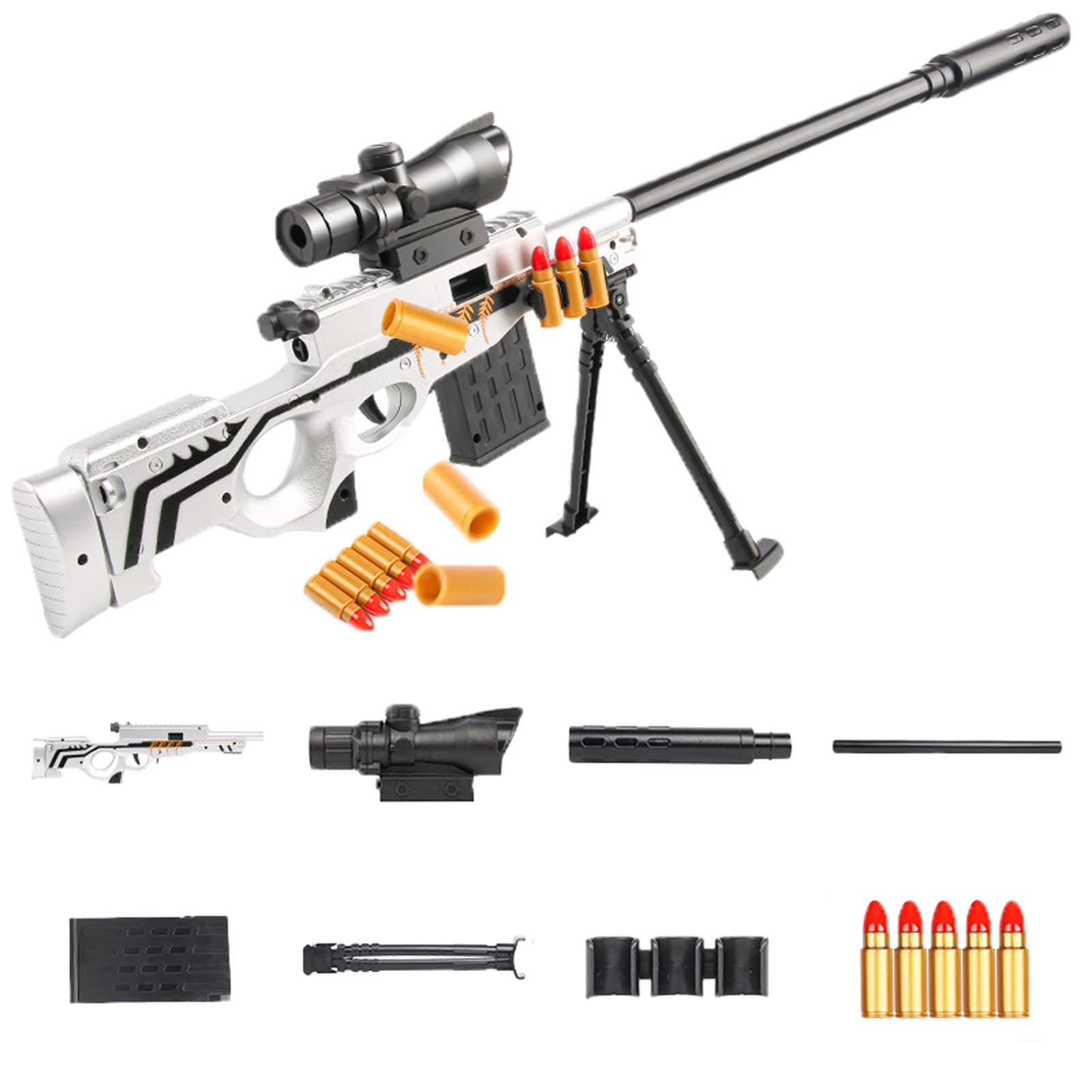 Buy Sniper Foam Bullets, Manual AWM Sniper , Throwing Bullet Shell