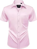 Vista 188 de Alimens & Gentle - Camisas de vestir con bolsillo y manga corta, de color liso y sin arrugas, estilo casual con botones, para hombres