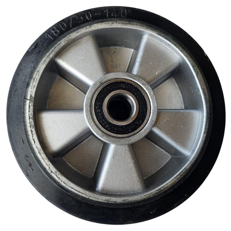 Rueda giratoria para transpaleta de goma, 180x50mm, eje de 20mm TYMBIA