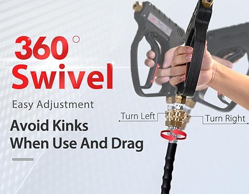 Miniatura 4 de YAMATIC - Manguera de lavadora a presión resistente a torceduras de 14" 15 m, manguera de lavadora eléctrica resistente al desgaste de 4000 PSI,