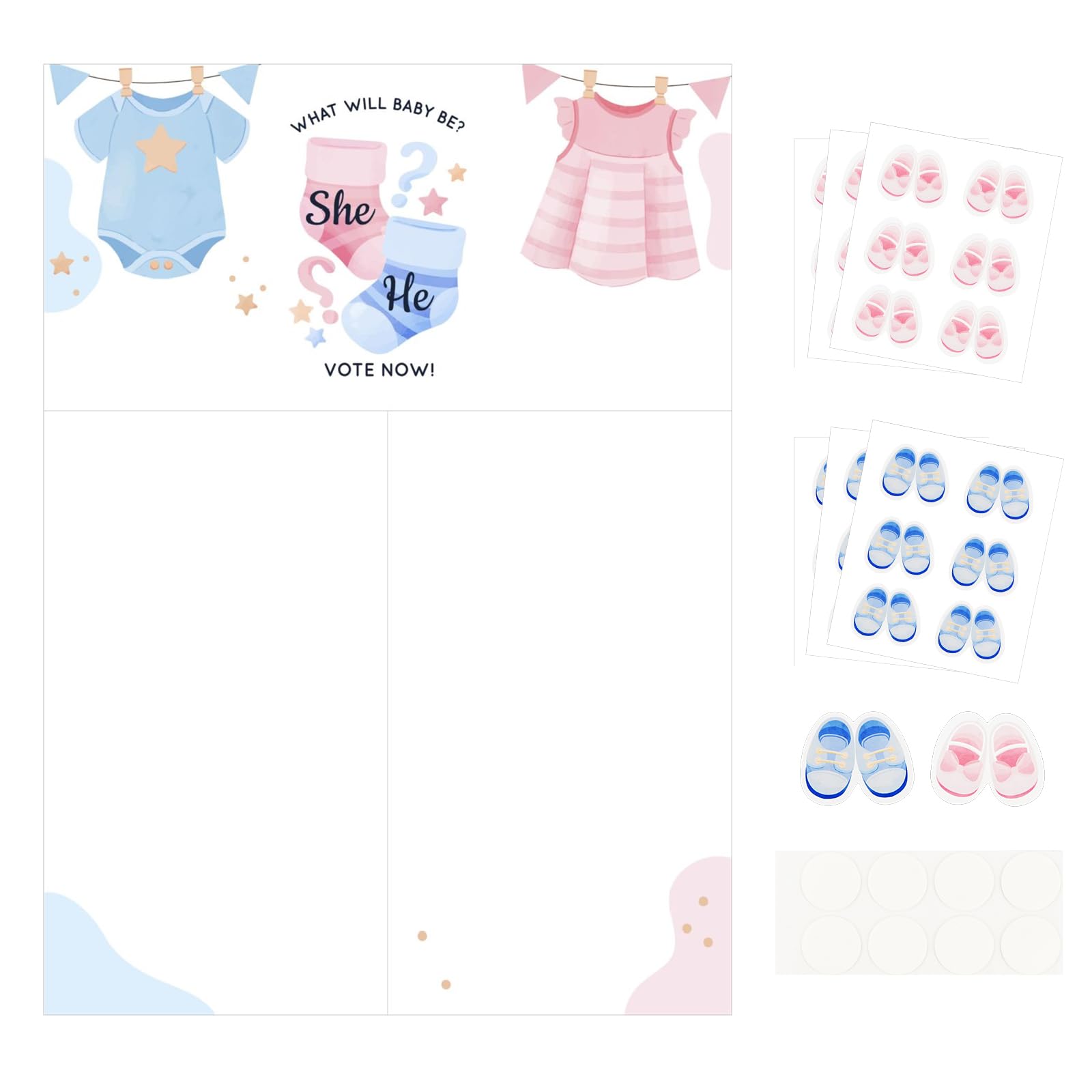 Gender Reveal Stickers: Baby Shower Vote - Boy or Girl Team Game Decorations