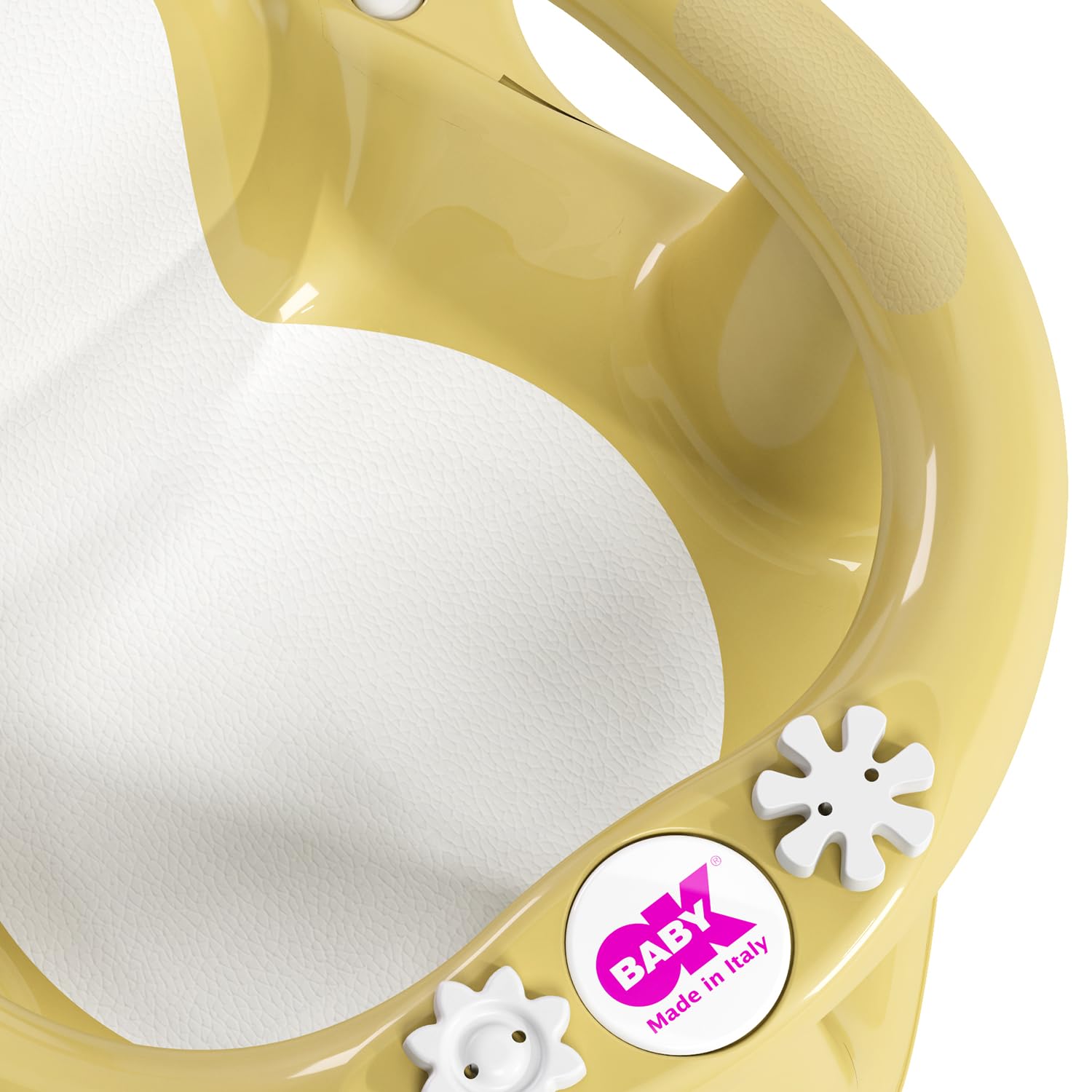 OKBABY Flipper Evolution - Seggiolino da Bagno, Anello con Seduta in Gomma Antiscivolo per il Bagnetto del Neonato 6-15 Mesi (13 kg) - Giallo