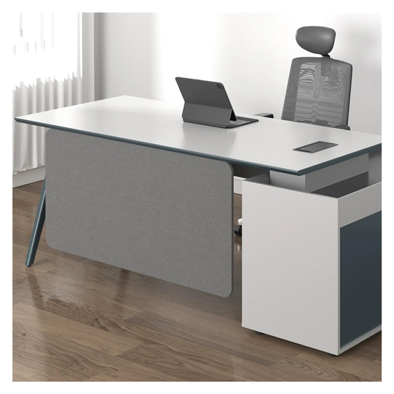 Pannello privacy personalizzabile per scrivania da ufficio da 132 cm, divisore per scrivanie in piedi, separatore di spazio per postazioni di lavoro, grigio scuro-L 92 cm