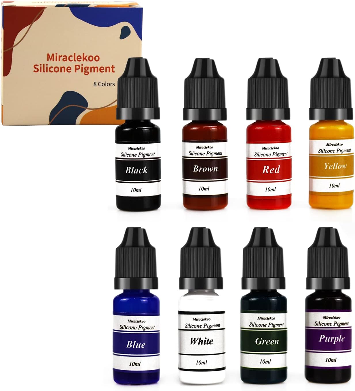 8 Colors Silicone Pigment Liquid Silicone Dye for Silicone Mold Making, Molding and Casting, DIY Manual Making, 10ml Each