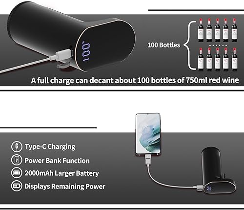 Miniatura 5 de JINJUNYE Dispensador de vino eléctrico, decantador de un solo toque, juego de dosificación de 0.0-33.8 fl oz, banco de energía y autolimpiante,