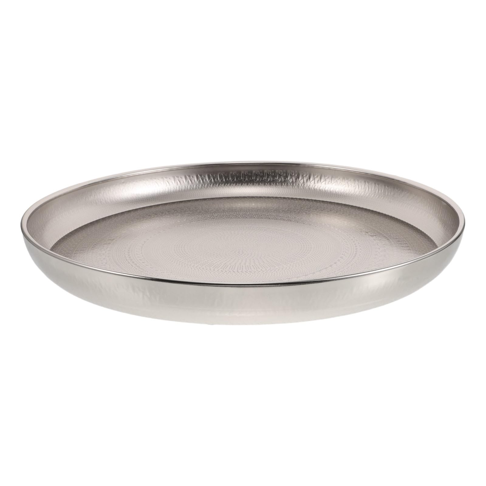 Artibetter Vassoio Decorativo Rotondo in Ferro Argento Vintage Ispirato al Design Marocchino per Decorazione Tavolino e Portacandele Elegante per Spazi di Intrattenimento