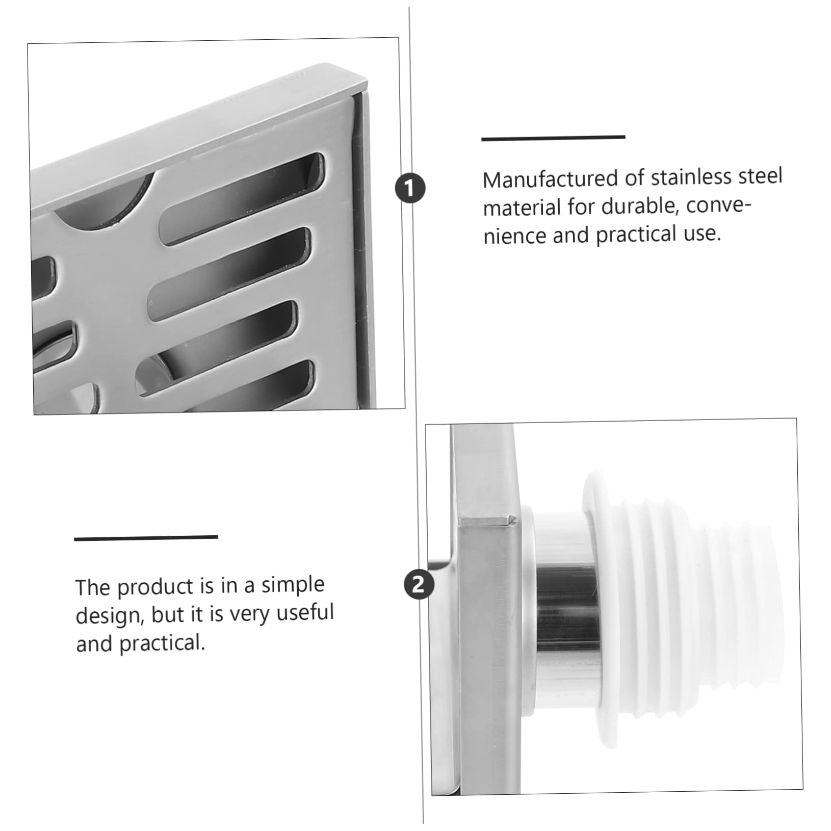 VILLCASE 2 Piezas Desagüe de Inoxidable Ducha y Cocina Drenaje Tapón de Rejilla Antisuciedad Baños y Cocinas