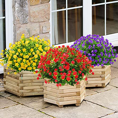 Greenrain Artificial Flowers Outdoor Fake Flowers For Decoration Uv Resistant No Fade Faux Plastic Plants Garden Porch Window Box Décor (6 Bundles, 6#Red) #TOP3