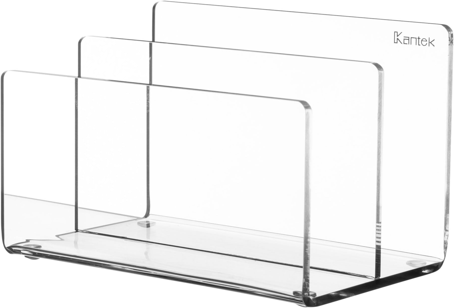 KantekClear Acrylic Mini File Sorter, 2 Section File Holder, 6" x 3.8" x 3.9", Desk Organizer, Non-Skid Feet, Desk Accessory