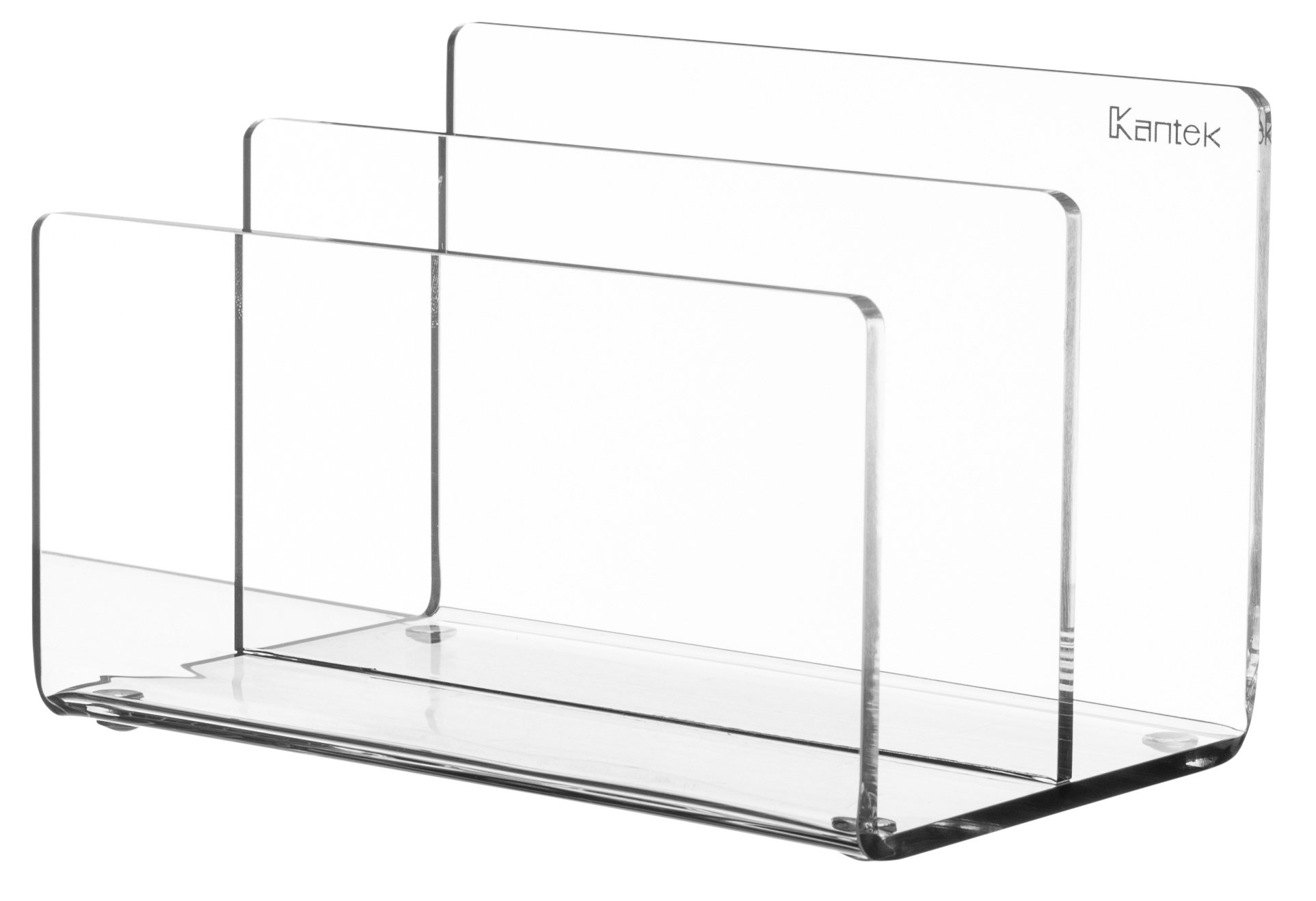 KantekClear Acrylic Mini File Sorter, 2 Section File Holder, 6" x 3.8" x 3.9", Desk Organizer, Non-Skid Feet, Desk Accessory