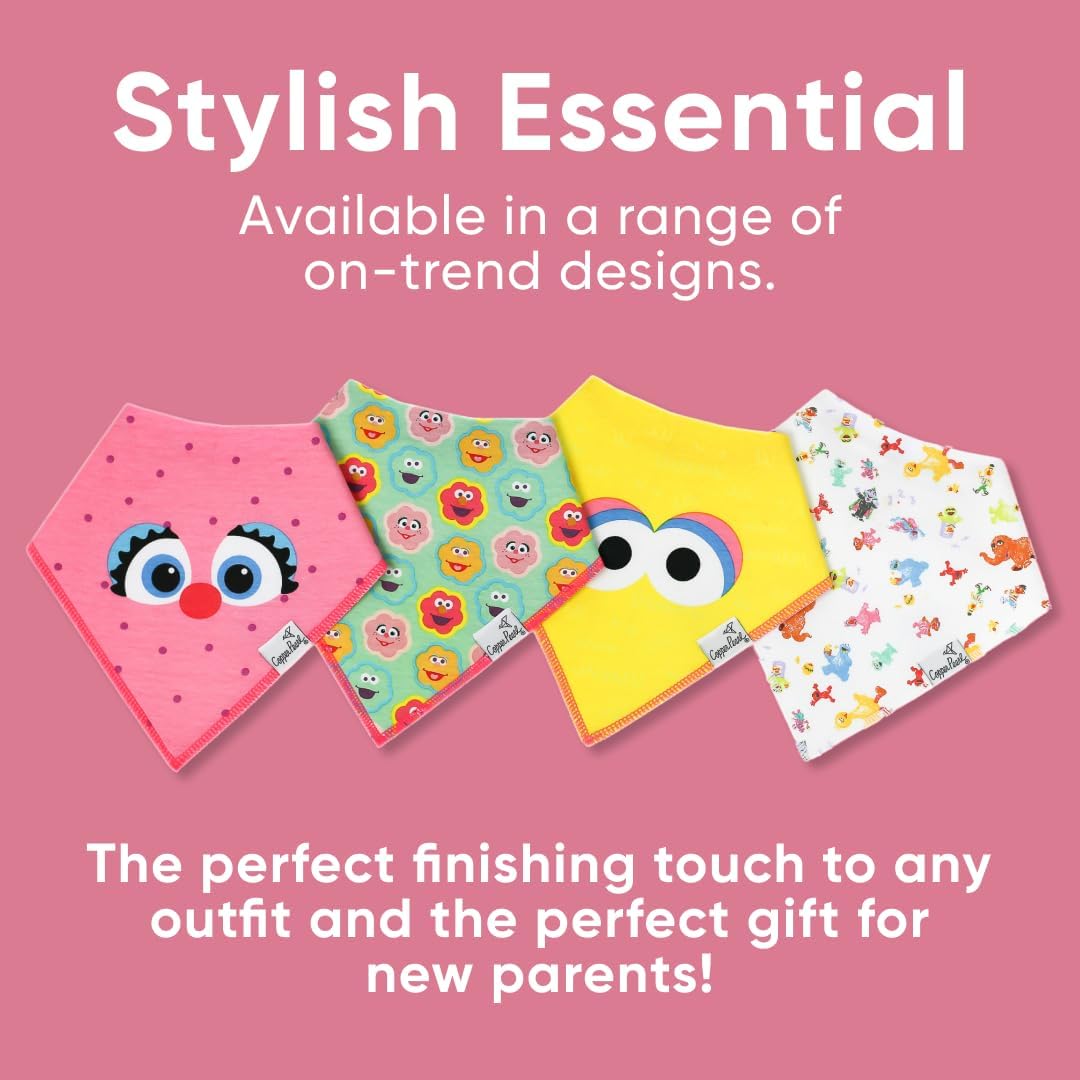 Copper Pearl Baby Bandana Bibs - 4 Pack Soft Cotton Bibs for Drooling & Teething, Absorbent, Adjustable Fit, Many Styles