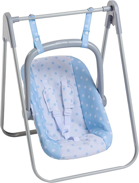 JC Toys - for Keeps Playtime | 2 in 1 Baby Doll Swing and Portable Carrier | for Dolls up to 18" | Ages 3+ | Blue