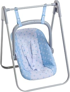 JC Toys- 2 en 1 Hamaca y Silla Multi posición extraíble para muñecas de hasta 45 cm, Azul y Blanca con Lunares, portátil, Peso Ligero, diseñado por Berenguer Boutique, + 3 años