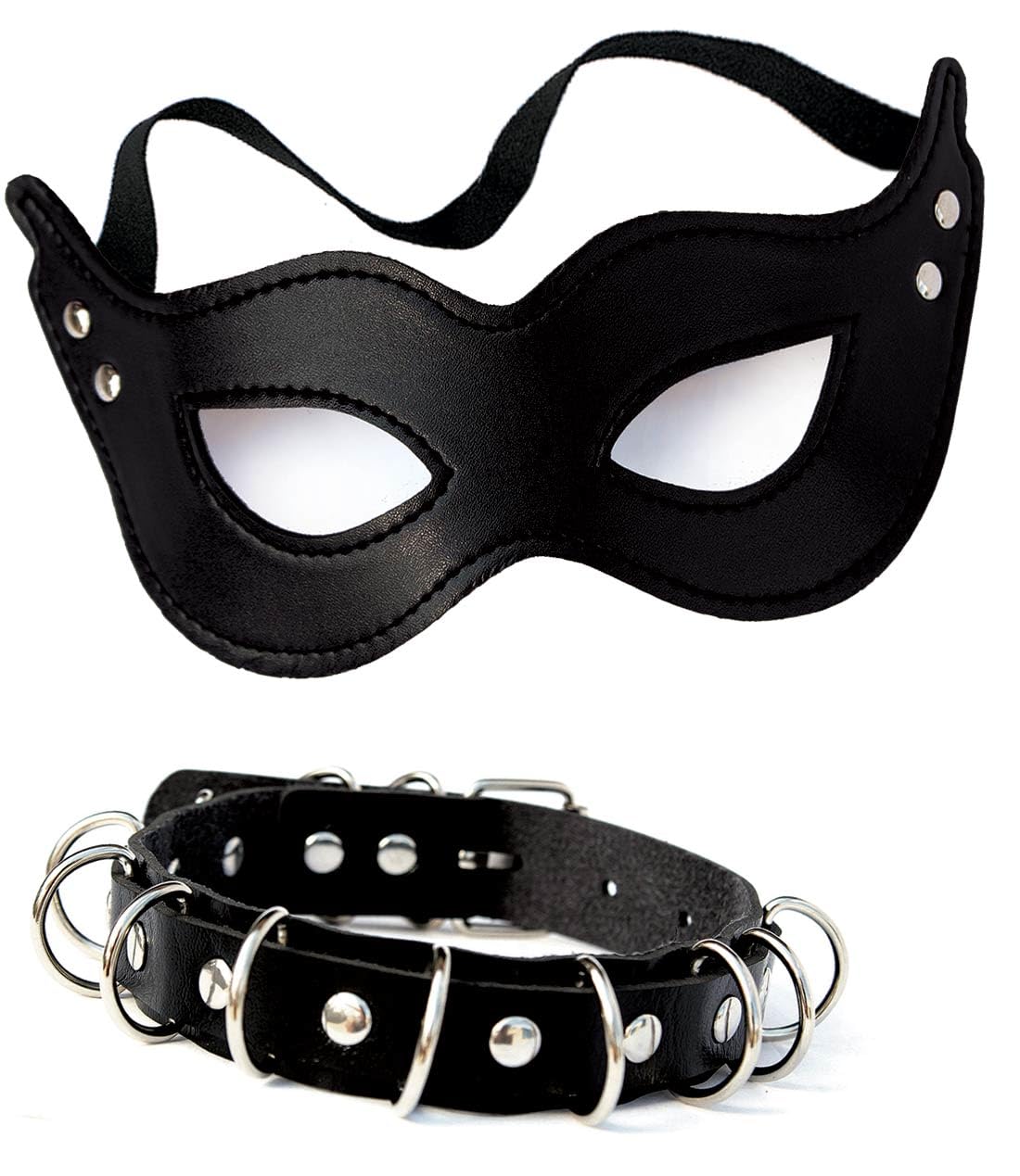 OLYPHANBlack Cat Costume for Women Black Cat Eye Mask Costume Faux Leather Catwoman Mask/Masquerade Masks & Sexy Choker Necklace Adults/Adult Halloween Accessories