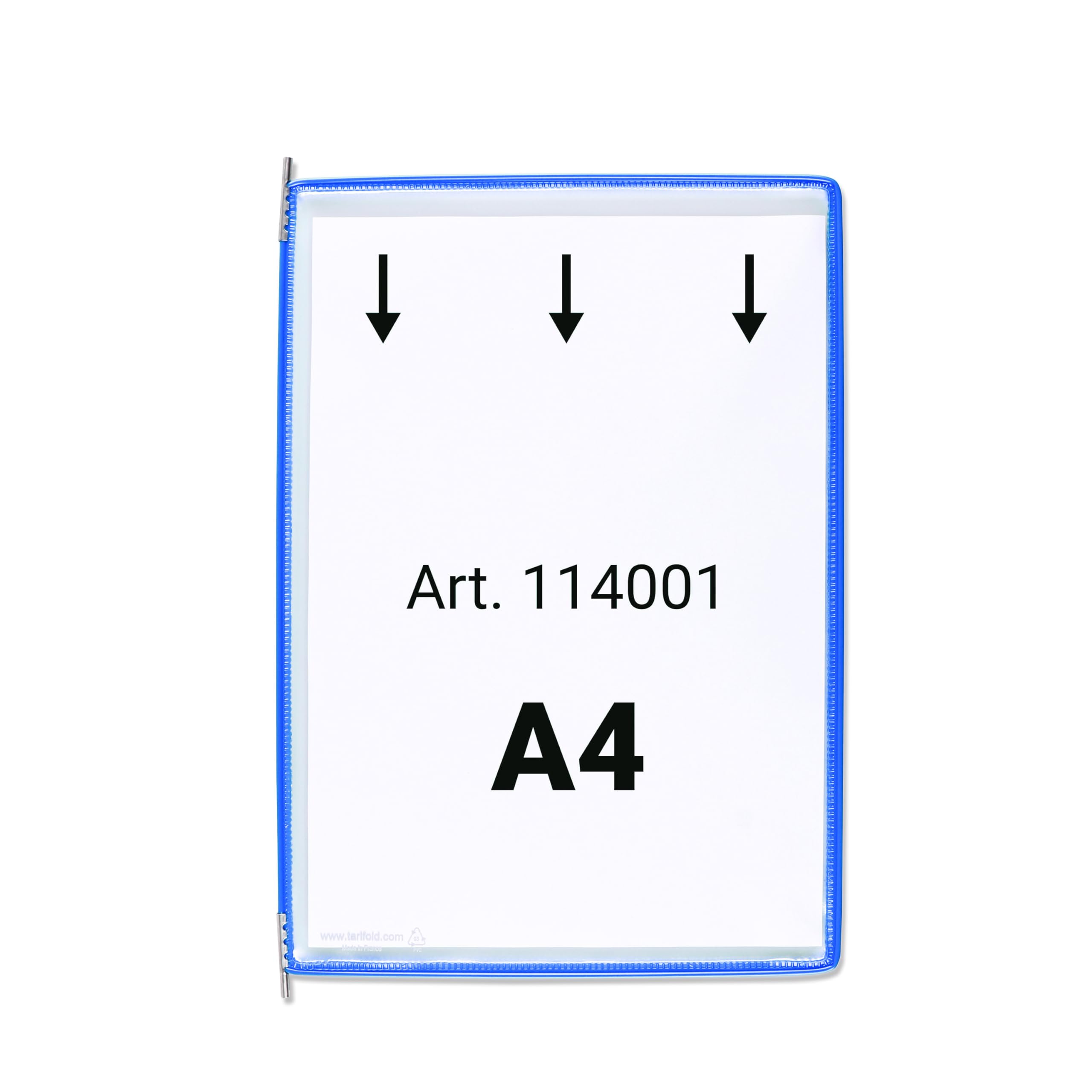 Tarifold Lot de 10 Poches à Pivots A4 Portrait - Système d'Affichage PVC Souple Anti-Reflets Cadre Acier Bleu