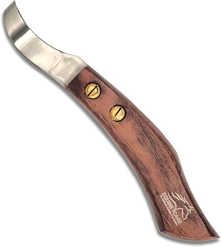 Miniatura 3 de Equine Care Cuchillo de acero inoxidable J2 de doble filo con mango de madera, herramienta versátil para el cuidado de pezuñas de caballo y vaca,