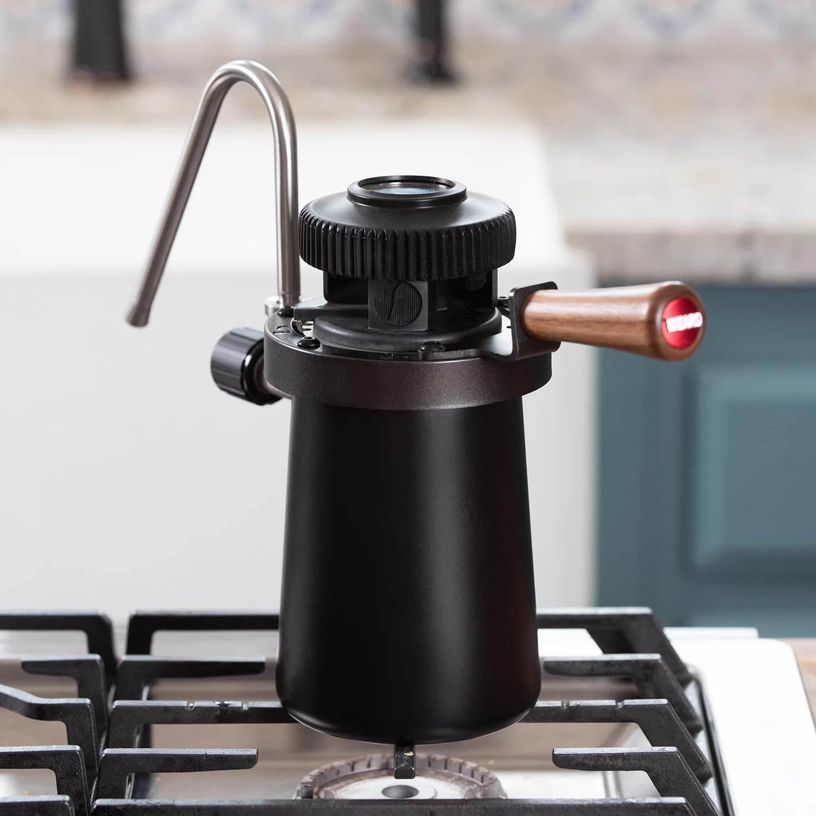 Máquina espumadora de leche con 2 boquillas de vapor y medidor de presión de aire para estufa y placa de inducción, perfecta para capuchino y café con leche