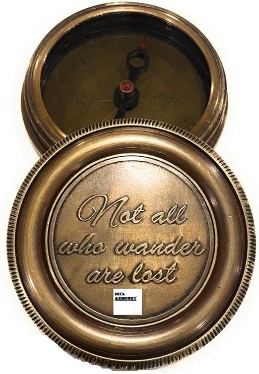 Brújula de bolsillo náutica de latón con cita inspiradora, cadena y estuche de cuero - Regalo ideal para amantes de la aventura, viajeros y ocasiones especiales miniatura 3