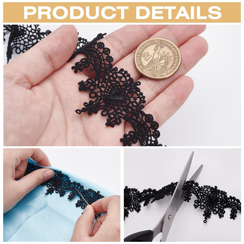 MAYJOYDIY Spitzenband mit Blumenmuster, 4,1 cm, gewellt, Vintage-Stil, Herzen, Spitzenborte für Braut, Hochzeit, Dekoration, Weihnachten, Paket, DIY, Nähen, Bastelbedarf, 7,5 Meter