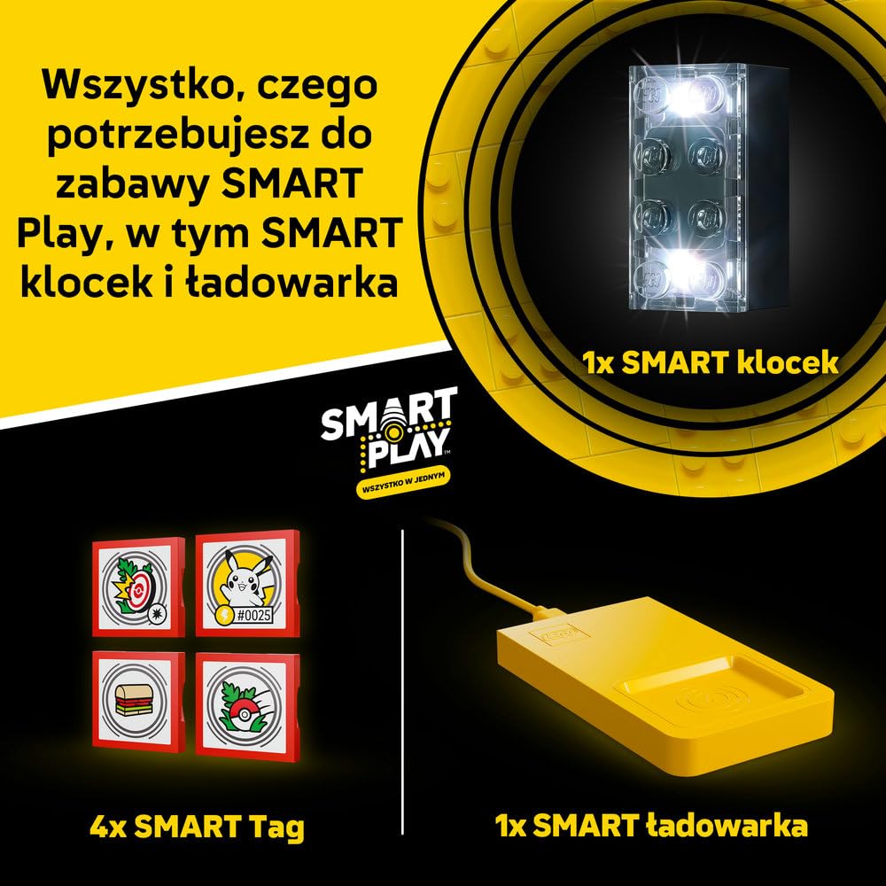 LEGO Pokémon SMART Play: Dom treningowy z Pikachu 72164 | Interaktywna zabawka z Pokémonami, zestaw Wszystko w jednym, 1 SMART klocek, 4 Tagi i ładowarka, dla dzieci 6+, 400 elementów