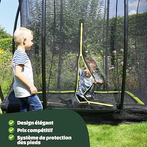 EXIT Toys Trampoline Enterré Silhouette - 214x305cm - Trampoline Rectangulaire Extérieur pour Enfants - avec Filet de Sécurité et Système de Protection des Pieds - Bonne Puissance de Saut - Noir – Image 3
