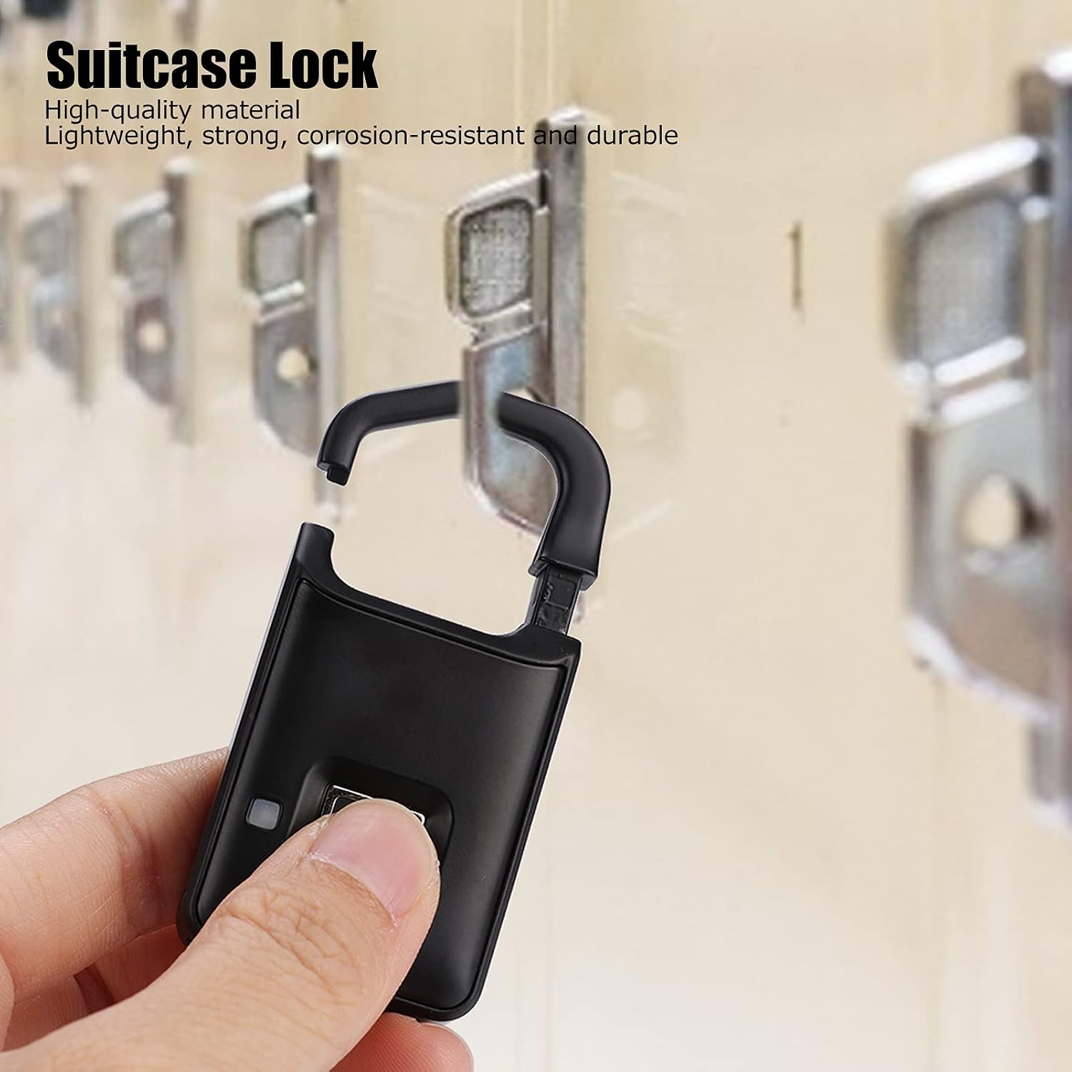 P4 Fingerprint Lock Small Padlock Anti Theft Keyless Password Lock Lightweight for Suitcase Travel Luggage Backpack Bag Warehouse Door with USB Charging