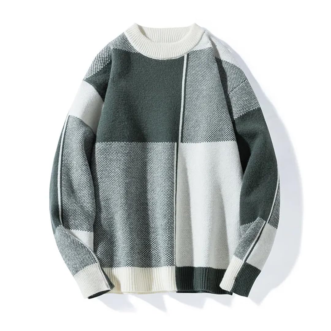 Męski sweter na co dzień ciepły sweter z dzianiny patchworkowy sweter z dzianiny luźny sweter