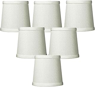 Set of 6 Light Oatmeal Linen Drum Chandelier Clip-On Lampshade 4x5x5