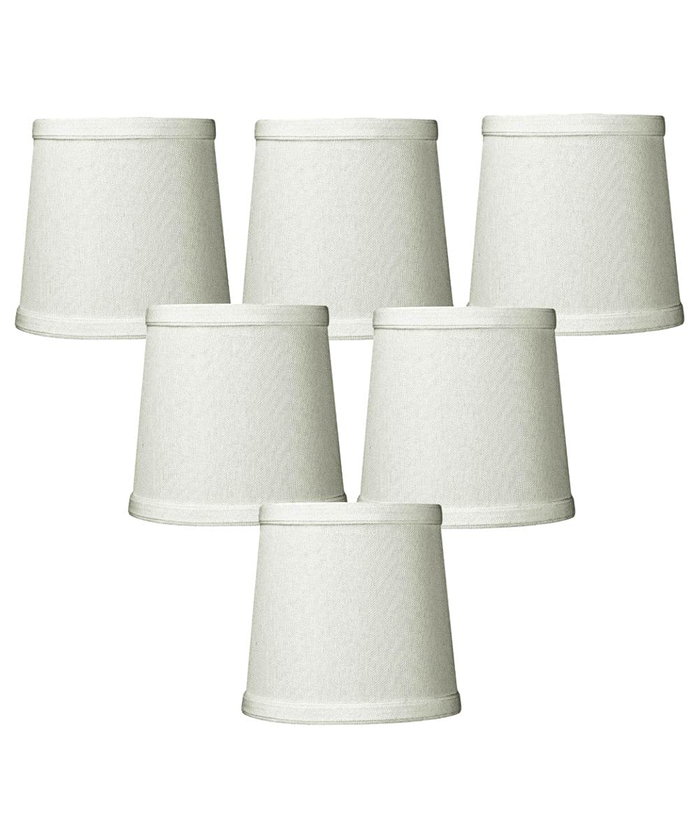 HomeConceptSet of 6 Light Oatmeal Linen Drum Chandelier Clip-On Lampshade 4x5x5