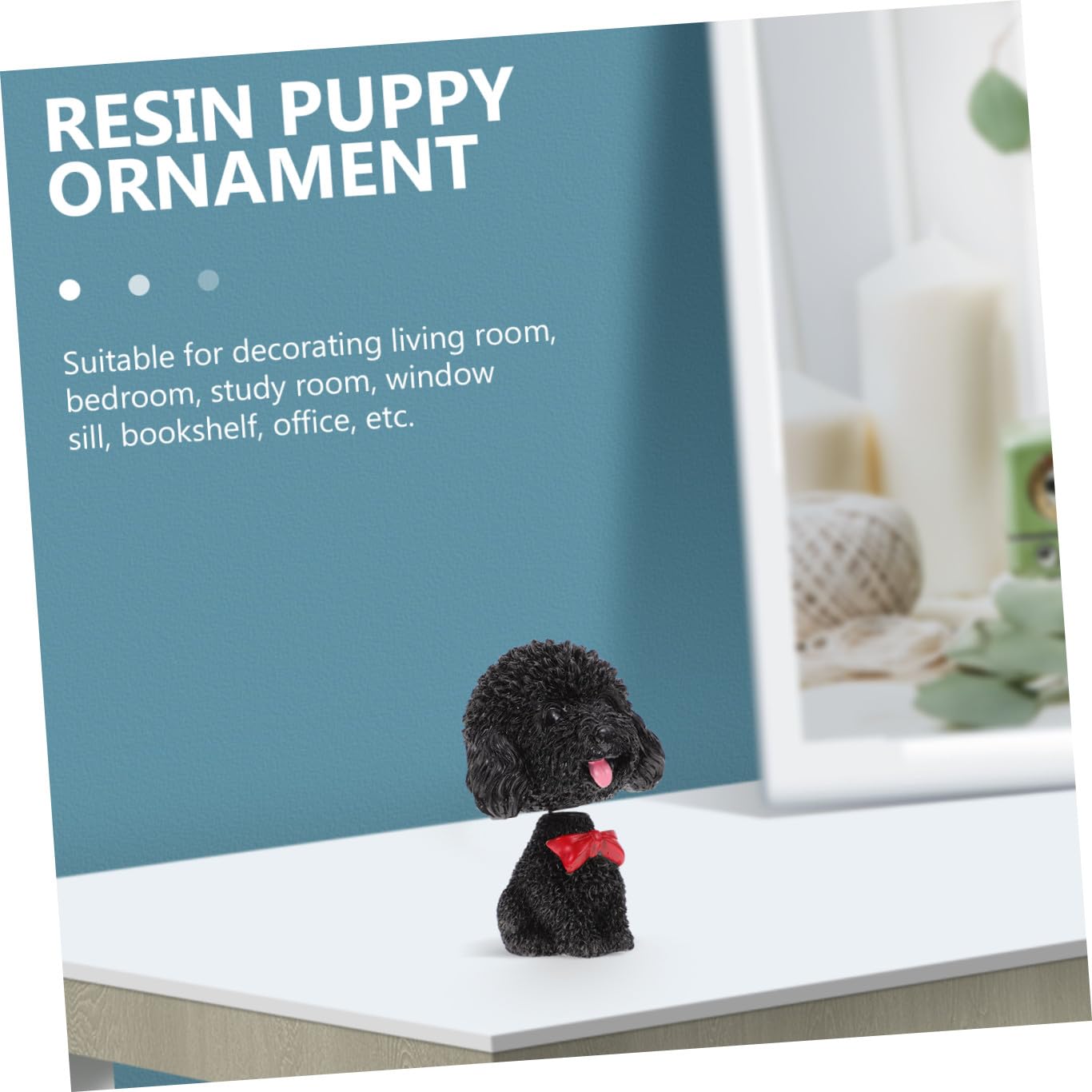 SHINEOFI Figurina in Resina Nera a Forma di Cane Che Annuisce, Cucciolo Che Scuote La Testa, Decorazione per Cruscotto Auto, Barboncino Nano, 1 Pezzo