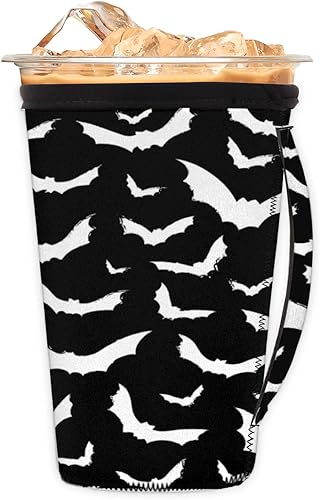 Miniatura 1 de Bat Animal - Funda para café helado con asa, diseño gótico de murciélagos de Halloween reutilizable de neopreno con aislamiento para bebidas frías,