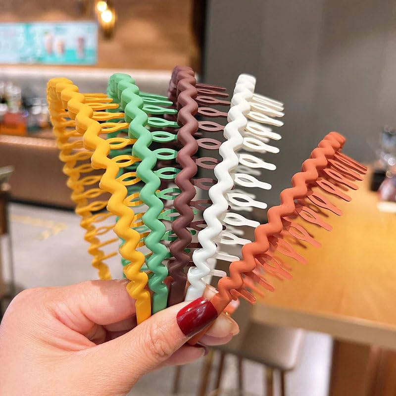 5pcs Pieces Shark Tooth Hair Comb Headbands for Girls Women Plastic Wave Shape Headbands Non-slip U Shaped Colorful Shark Tooth Matte Hair Bands Hair Styling Accessories-image-9