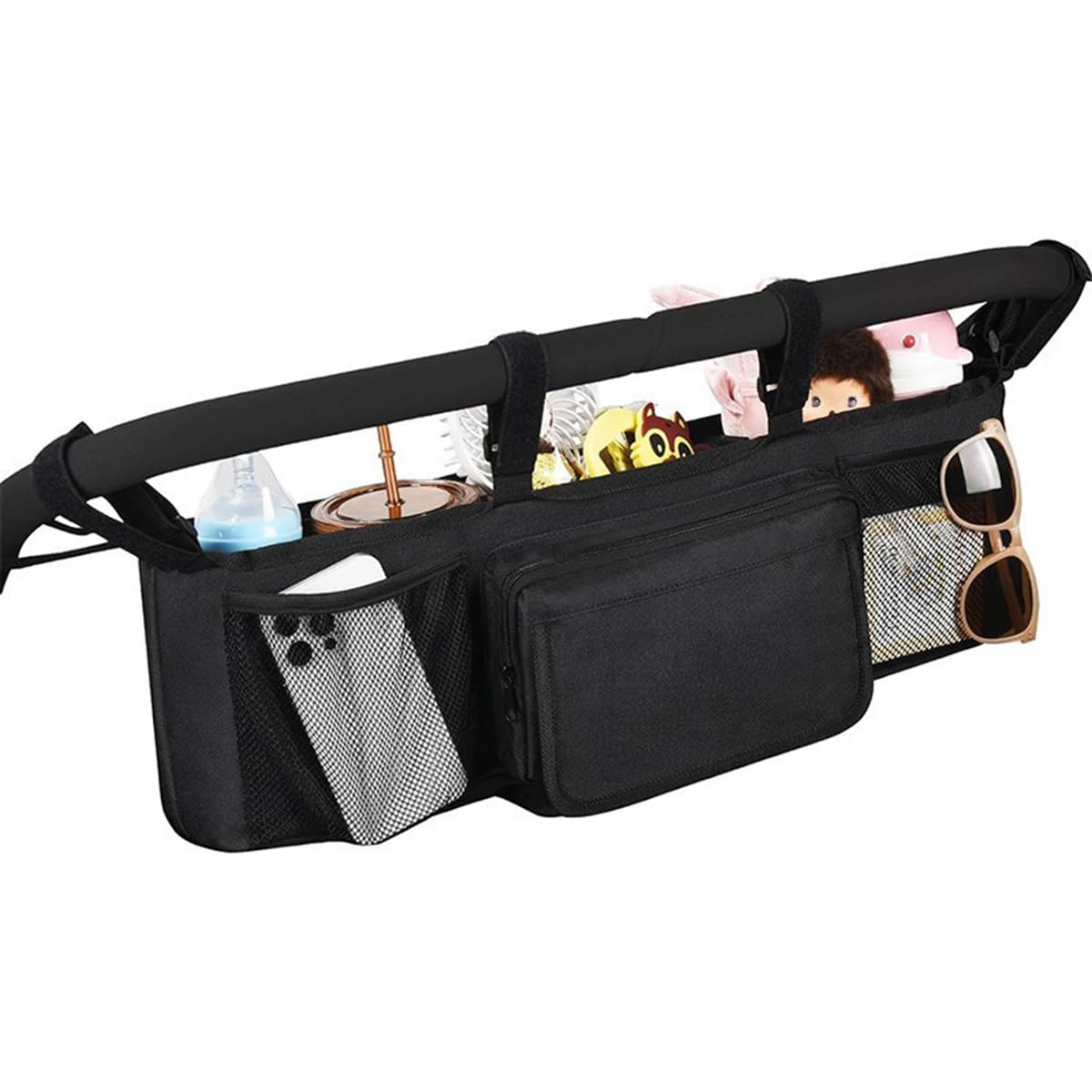 Organiser for Double Prams, Waterproof and Foldable- Compact Organiser for Prams, for Travel, Daily Use, Baby, Home, Outdoor, Camping, Walks