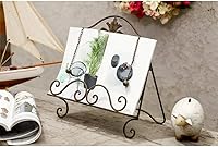 Vista 6 de Jemeni Soporte para libros de cocina de metal Fleur De Lis para cocina, acabado marrón antiguo