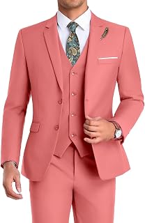 Men Suit 3 Pieces Slim Fit, 2 Button Wedding Suit Prom Suit for Men Business Suit Jacket Vest Pant and Tie