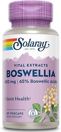 SOLARAY Extracto de resina Boswellia de potencia garantizada, 450 mg VCaps | 60 unidades