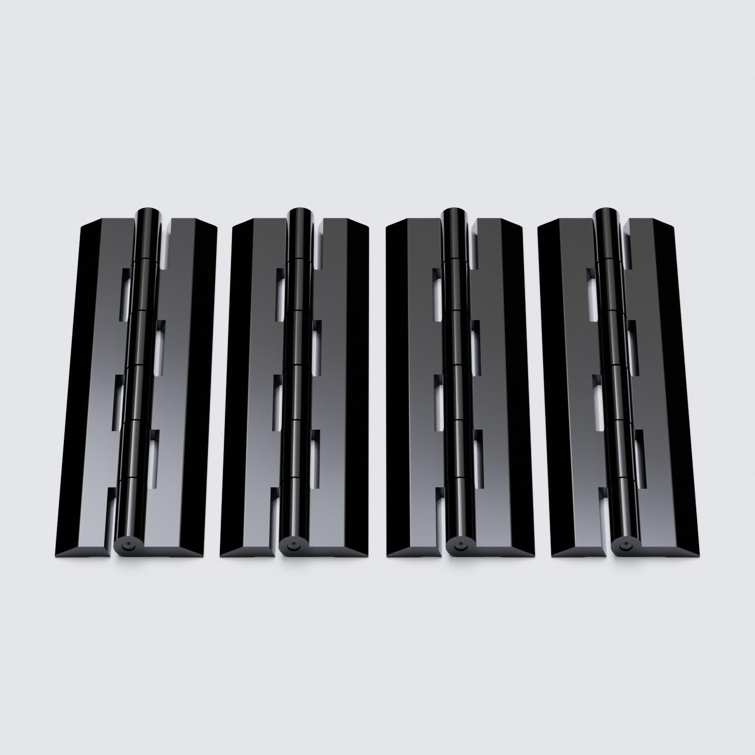 4x Charnières à piano acryliques noires 150 mm - auto-adhésives, aucune colle requise