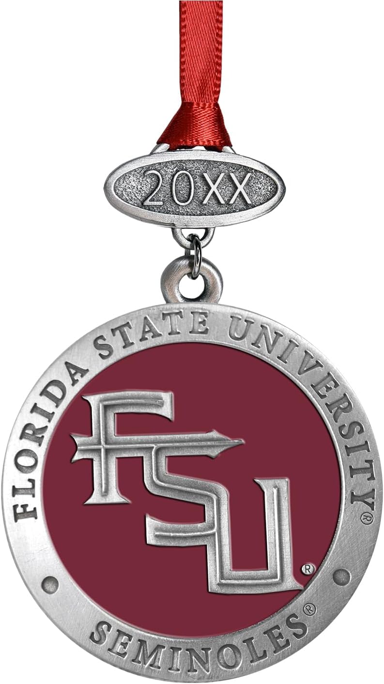 Florida State Class of Ornament 2026 | Graduation Gift | Hand-Sculpted Christmas Tree Ornament | Intricately Crafted Metal Pewter Alma Mater Inlay by Heritage Pewter