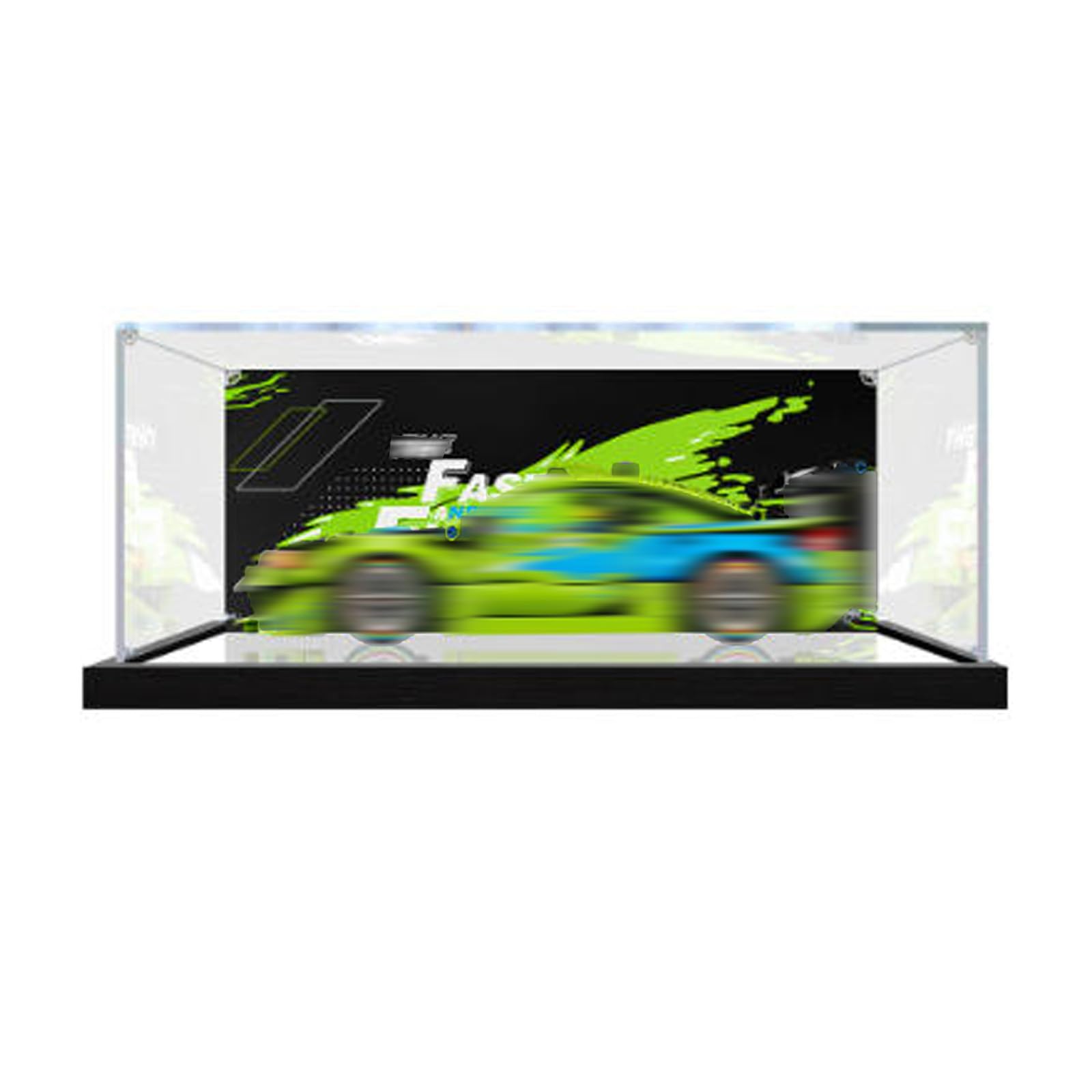 Acrylic Display Case Compatible with Lego 42229 Racing Model, Dustproof Transparent Storage Box, Compatible with Lego 42229 (Model Not Included) (Mirror base+Background)