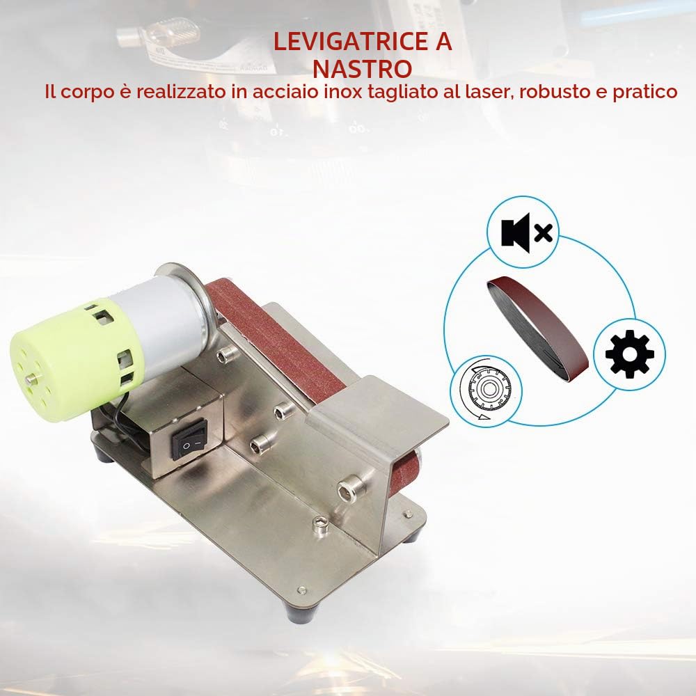 Levigatrice a nastro 100W, Affilatrice per coltelli 15° 7 livelli, Lucidatrice regolabile con 10 strisce