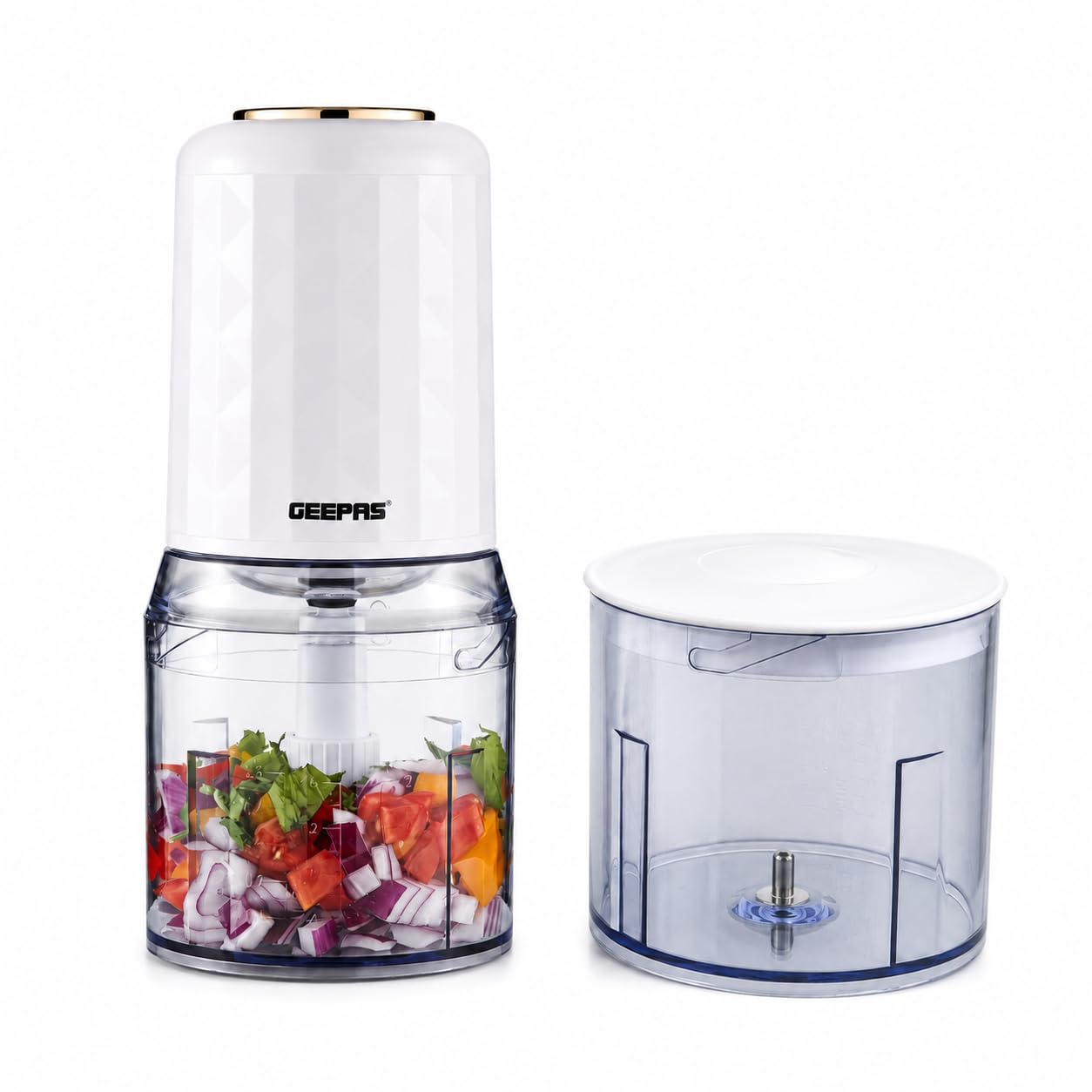 Geepas 400W Mini Food Processor | 500ML Food Chopper, 4 Bi-Level Stainless-Steel Double Blades for Blending & Chopping | Perfect for Salads Salsa Pesto Curry Pastes, Vegetable Meat & Onion Chopper