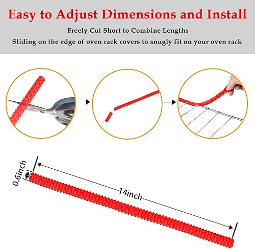 Miniatura 2 de SDTC Tech Paquete de 4 protectores de silicona para horno de 14 pulgadas, resistentes al calor, para rejilla de horno, protegen contra quemaduras y