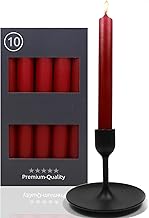 Candelo Pack of 10 Crimson Red Candlestick Candles 18.5 cm Burn Time 7.5 Hours Household Candles for Candle Holders and Chandeliers
