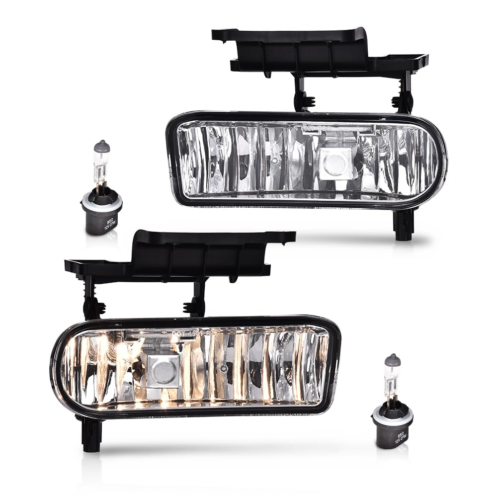 CNNELL Fog Lights Assembly Compatible with 1999-2002 Chevy Silverado 1500 2500, 2001-2002 Chevy Silverado 3500, 2000-2006 Chevy Suburban/Tahoe, Clear lens