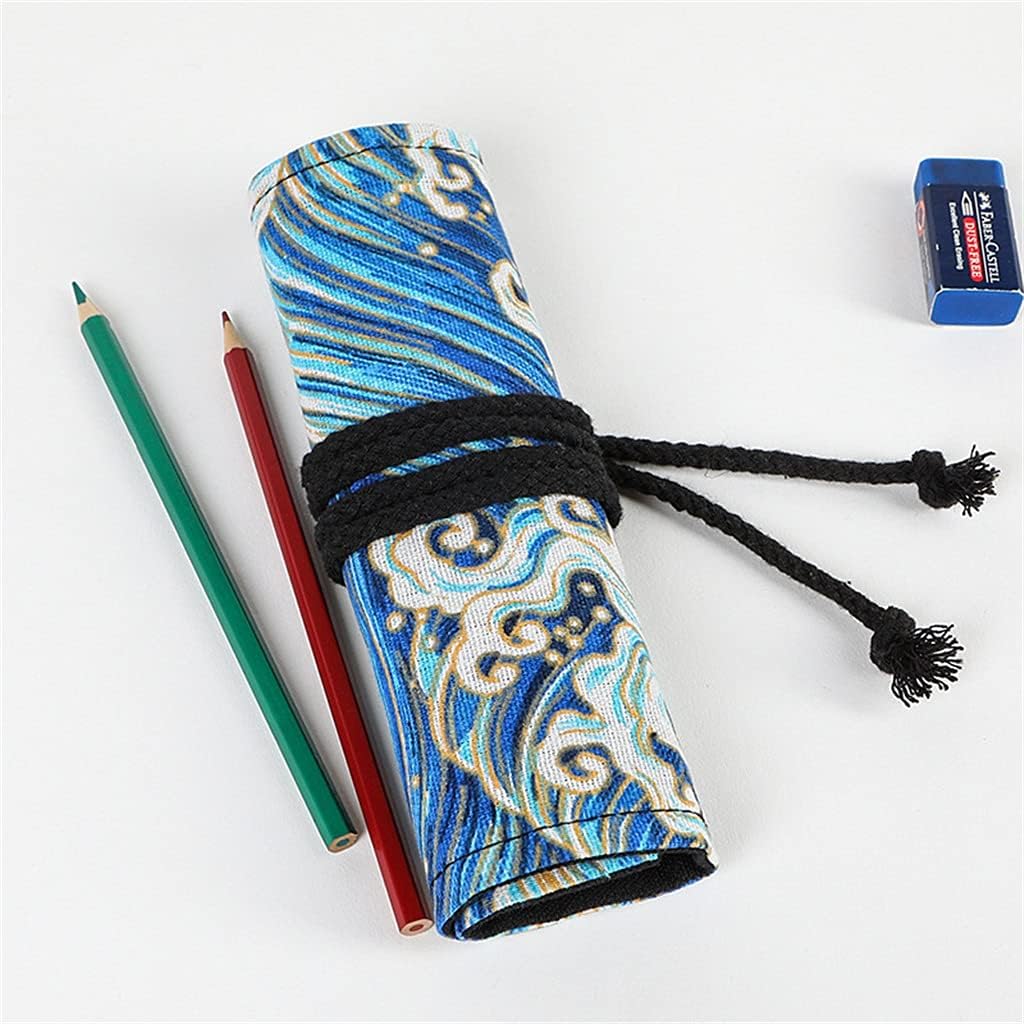 Astuccio portapenne con Cinturino per la Scuola, per Ragazze e Ragazzi, in Tela, Grande, con 12/24/36/48/72 Fori, per Ufficio (A 48 Fori)