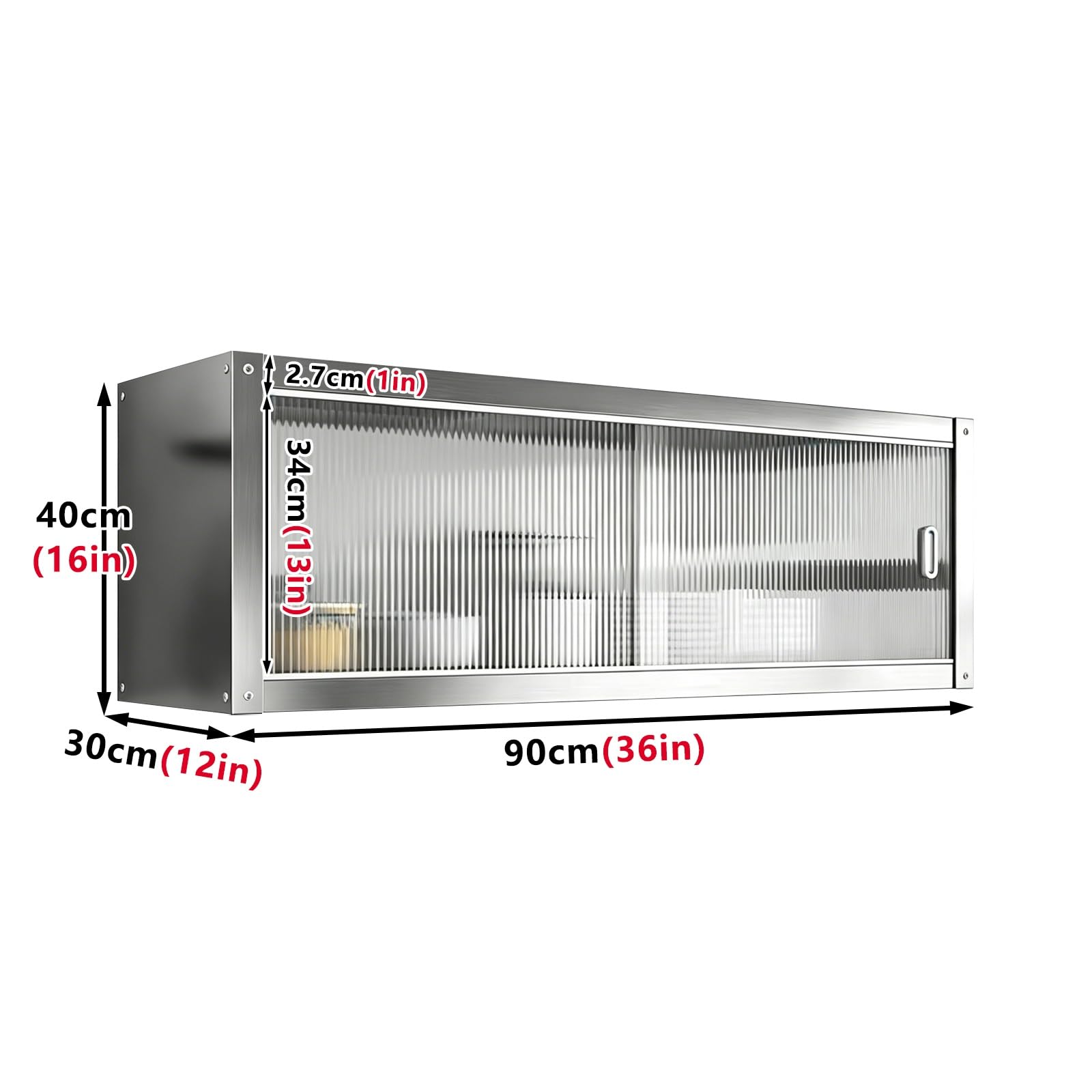 Armadietto da parete galleggiante con struttura in acciaio inox e anta in acrilico temperato, facile installazione, set completo di hardware per statuette e oggetti da collezione, ideale per cucina o