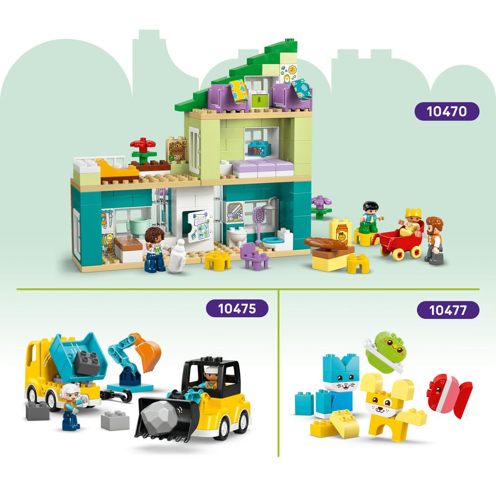 LEGO DUPLO Plac budowy z pojazdami 3 w 1 10476 | plac budowy, klocki dla 3-latka, prezent dla chłopca i dziewczynki 3+, pojazdy 3 w 1, 84 elementy