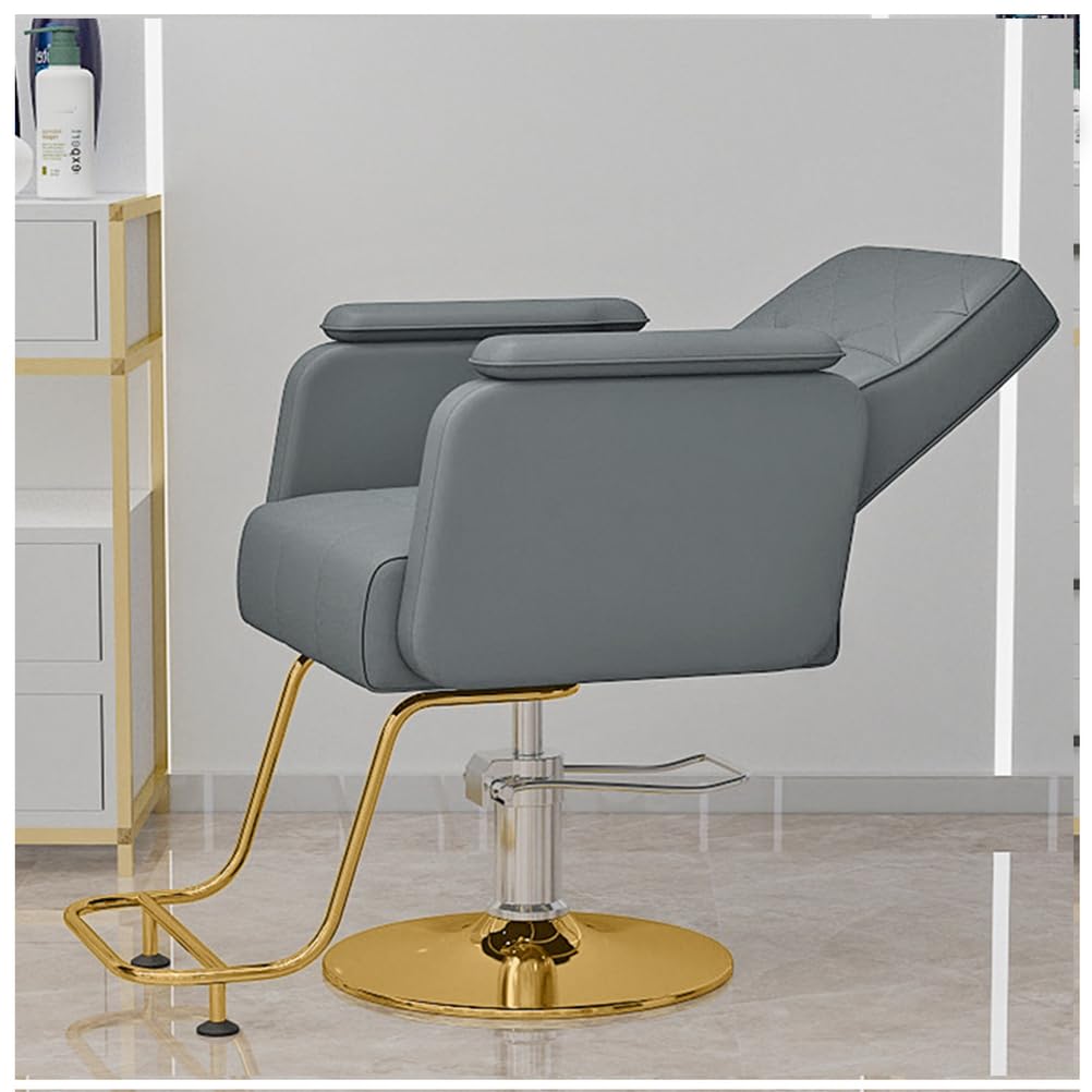 OZBMA Professional Hydraulic Barber Chair Classic Reclining Hairdressing with Adjustable Height 360° Swivel for Salon Spa and Tattoo Shop Gray Blue